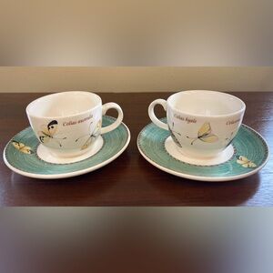 Vintage Wedgwood “Sarah’s Garden” Flat Demitasse Cup with Saucer - Set of 2